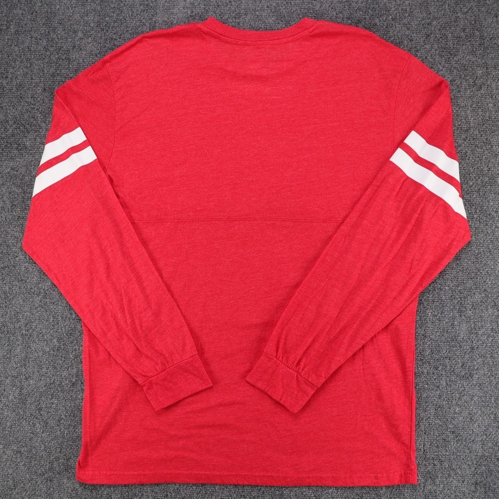 Buc-ee's Mens Red Long Sleeve Graphic Jersey T-Shirt Size Large Beaver Logo - Picture 5 of 5
